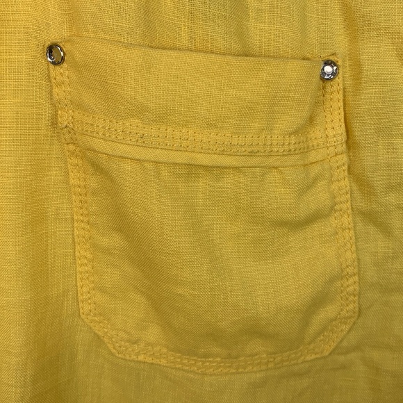 INC International Concepts Yellow Linen Drawstring Wide Leg Pants Crystal Detail - Picture 4 of 9